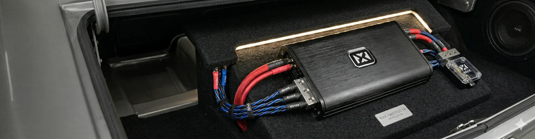 NVX VADM4 Amplifier Car Trunk Installation