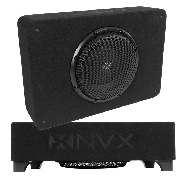 BXSQ110 1200W Peak (600W RMS) Sealed 2-Ohm Loaded Enclosure with Single 10" SQ-Series Shallow-Mount Subwoofer
