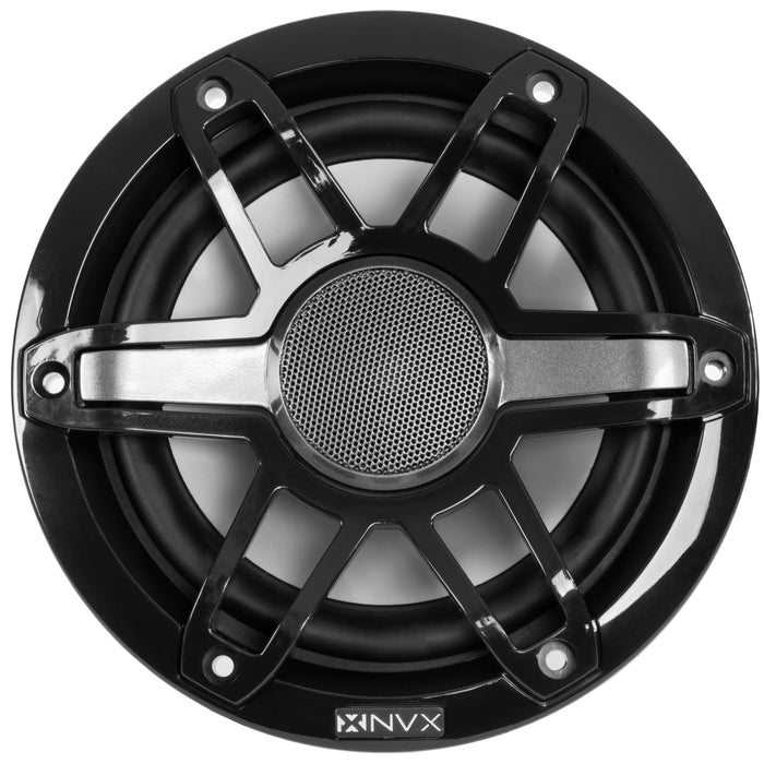 MVSP65 600W Peak (200W RMS) 6.5" V-Series 2-Way Marine Speakers with LED Lighting (Sport White and Black Grilles Included)