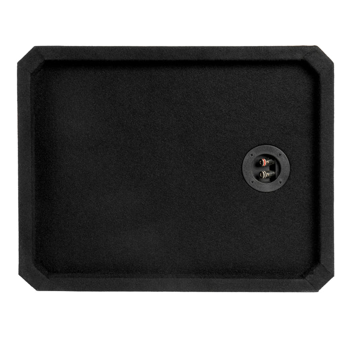 NE101P Single 10" Slot Ported 3/4" MDF Black Carpeted Subwoofer Enclosure – 1.5 Cu. Ft. with Polyfil and NVX Logo