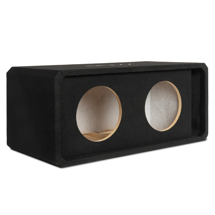 NE102P Dual 10" Slot Ported 3/4" MDF Black Carpeted Subwoofer Enclosure – 2.90 Cu. Ft. with Polyfil and NVX Logo