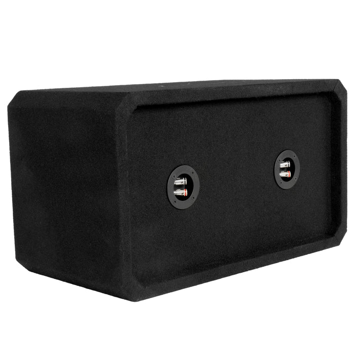 NE102S Dual 10" Sealed 3/4" MDF Black Carpeted Subwoofer Enclosure – 1.2 Cu. Ft. with Polyfil and NVX Logo