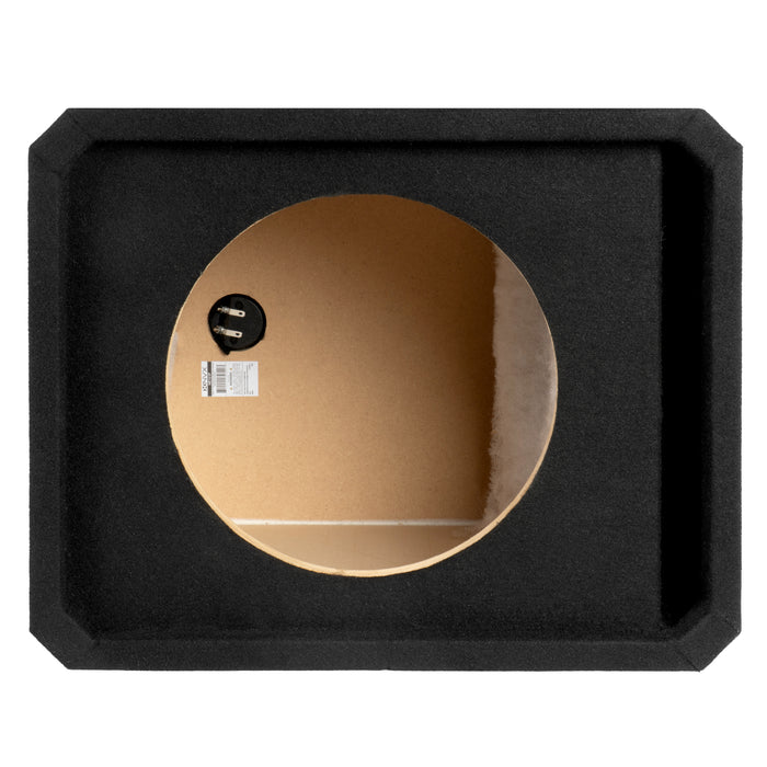 NE121P Single 12" Slot Ported 3/4" MDF Black Carpeted Subwoofer Enclosure – 1.75 Cu. Ft. with Polyfil and NVX Logo