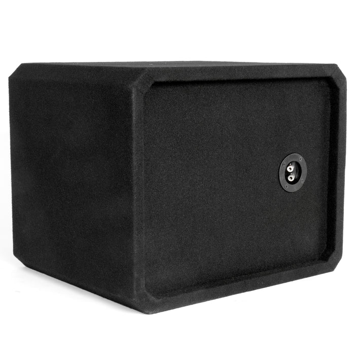NE121P Single 12" Slot Ported 3/4" MDF Black Carpeted Subwoofer Enclosure – 1.75 Cu. Ft. with Polyfil and NVX Logo