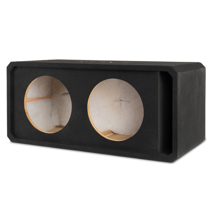 NE122P Dual 12" Slot Ported 3/4" MDF Black Carpeted Subwoofer Enclosure – 3.25 Cu. Ft. with Polyfil and NVX Logo