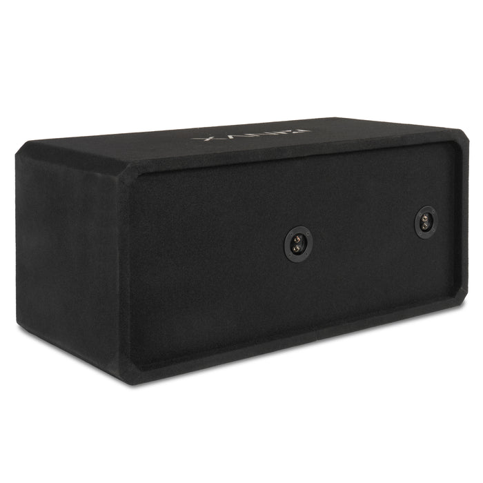 NE122P Dual 12" Slot Ported 3/4" MDF Black Carpeted Subwoofer Enclosure – 3.25 Cu. Ft. with Polyfil and NVX Logo