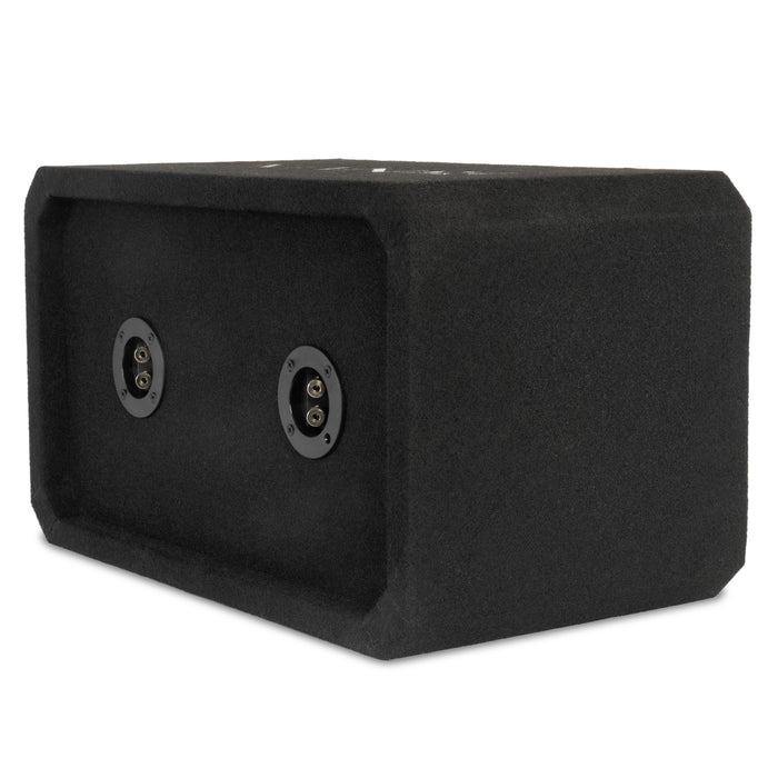 NE82S Dual 8" Sealed 3/4" MDF Black Carpeted Subwoofer Enclosure – 0.80 Cu. Ft. with Polyfil and NVX Logo