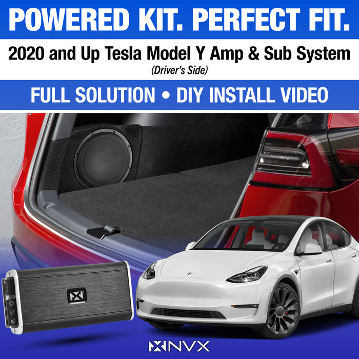 2020-2023 Tesla Model Y - Custom 500W RMS 10" Drivers Side Subwoofer Bass Package | PBK-TSLAY-G1D
