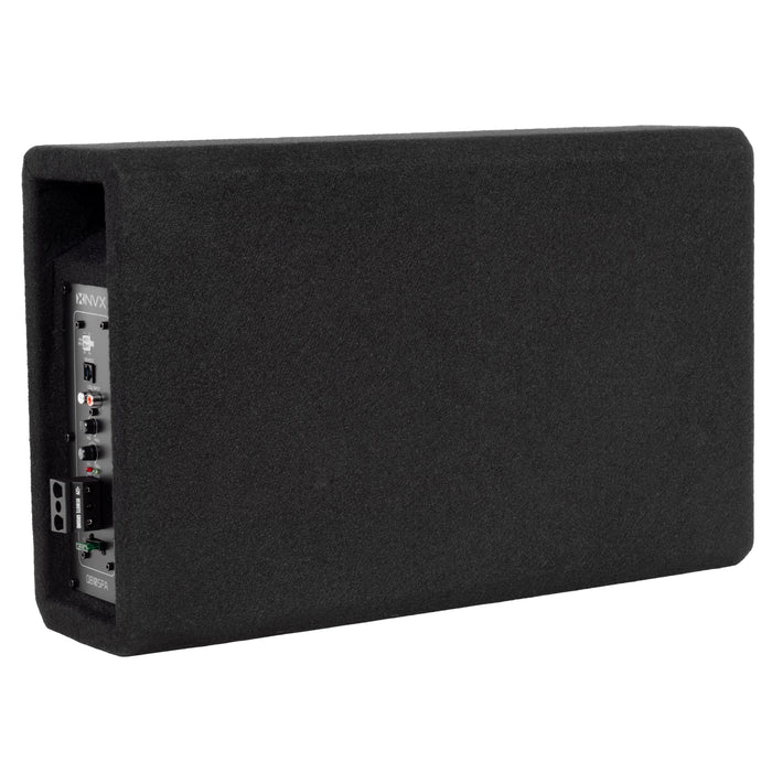 QB10SPA 1200W Peak (350W RMS) Single 10" Amplified Ported Loaded Subwoofer Enclosure with Remote Bass Knob