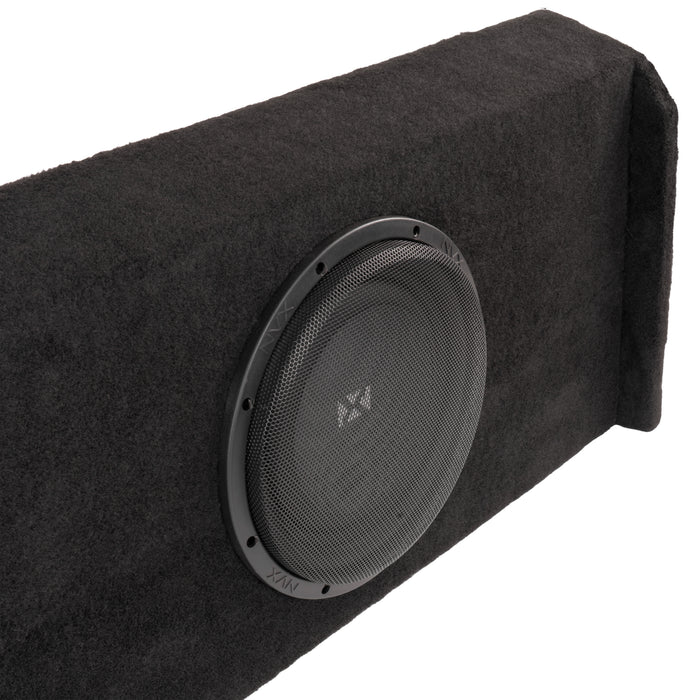 LVE-FRD-150CCG12-D10S Custom Fit 700W RMS Dual 10" Sealed Loaded Down Firing Subwoofer Enclosure for 2009-2018 Ford F-150 Super Crew Cab Trucks