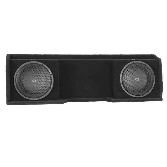 LVE-GM-SLVECG1-D12S Custom Fit 800W RMS Dual 12" Sealed Loaded Down Firing Subwoofer Enclosure for 1999-2006 Chevrolet Silverado and GMC Sierra Extended Cab Trucks