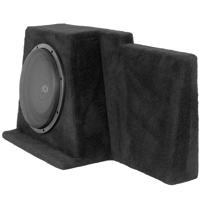 LVE-GM-SLVECG2-S12S Custom Fit 400W RMS Single 12" Sealed Down Firing Empty Subwoofer Enclosure for 2008-2013 Chevrolet Silverado and GMC Sierra Extended Cab Trucks