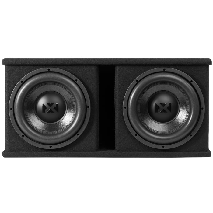 NPKG212 1000W Peak (500W RMS) Loaded Dual 12" Subwoofer with Slot Ported Enclosure and Monoblock Amplifier with Remote Bass Knob