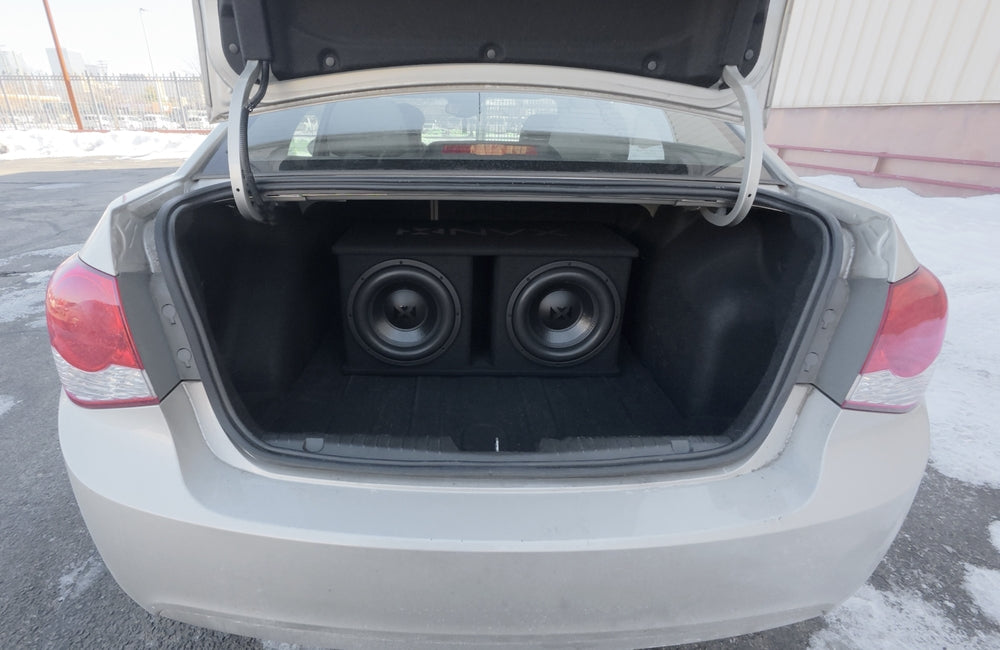 NPKG212 1000W Peak (500W RMS) Loaded Dual 12" Subwoofer with Slot Ported Enclosure and Monoblock Amplifier with Remote Bass Knob and Amplifier Wiring Kit