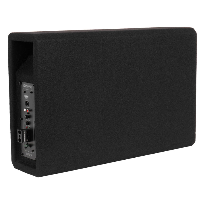 QB12SPA 1200W Peak (350W RMS) Single 12" Amplified Ported Loaded Subwoofer Enclosure with Remote Bass Knob and Amplifier Wiring Kit