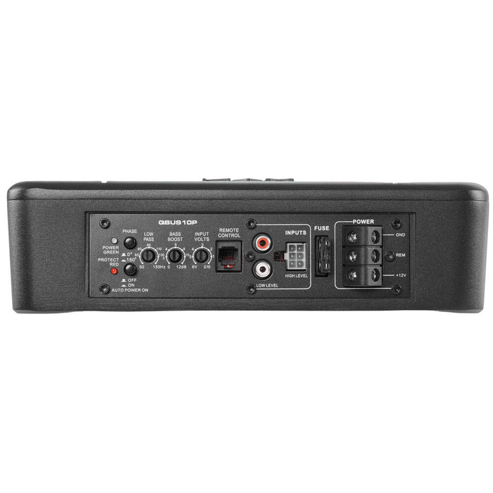 QBUS10P 500W Peak (200W) RMS 10" Ported Amplified Loaded Under Seat Subwoofer System with Remote Bass Knob and Amplifier Wiring Kit