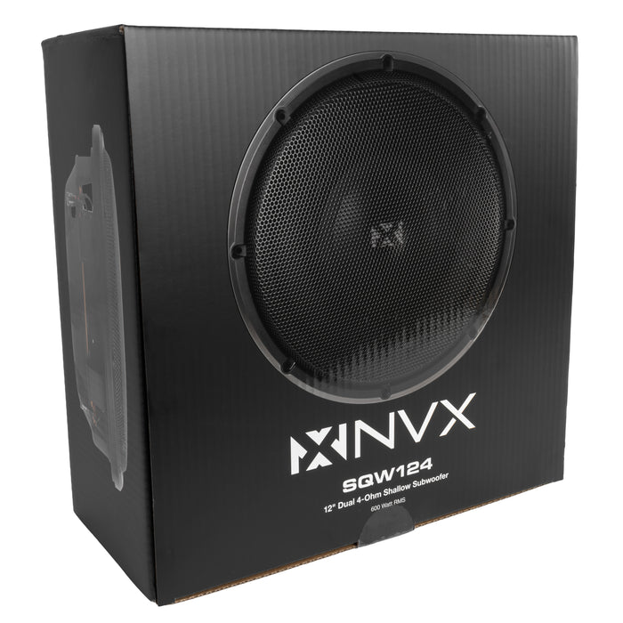 SQW104 1200W Peak (600W RMS) SQ-Series Shallow-Mount 10" Dual 4-Ohm Subwoofer