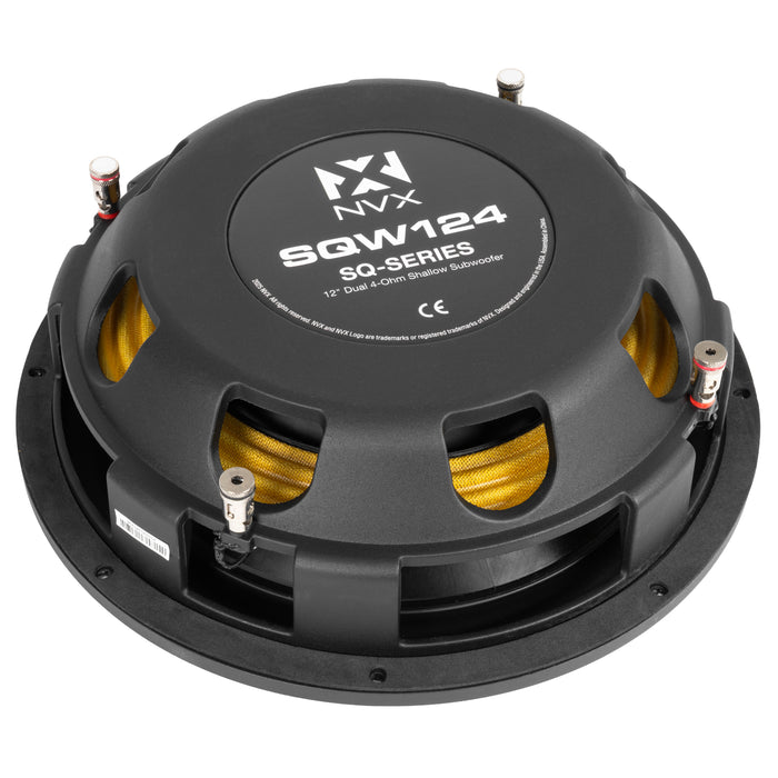 SQW124 1200W Peak (600W RMS) SQ-Series Shallow-Mount 12" Dual 4-Ohm Subwoofer