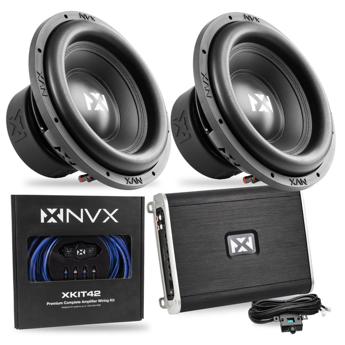 3200W Peak (1600W RMS) Y-Series Dual 12" Subwoofer Bass Package with Monoblock Amplifier and Wiring Kit