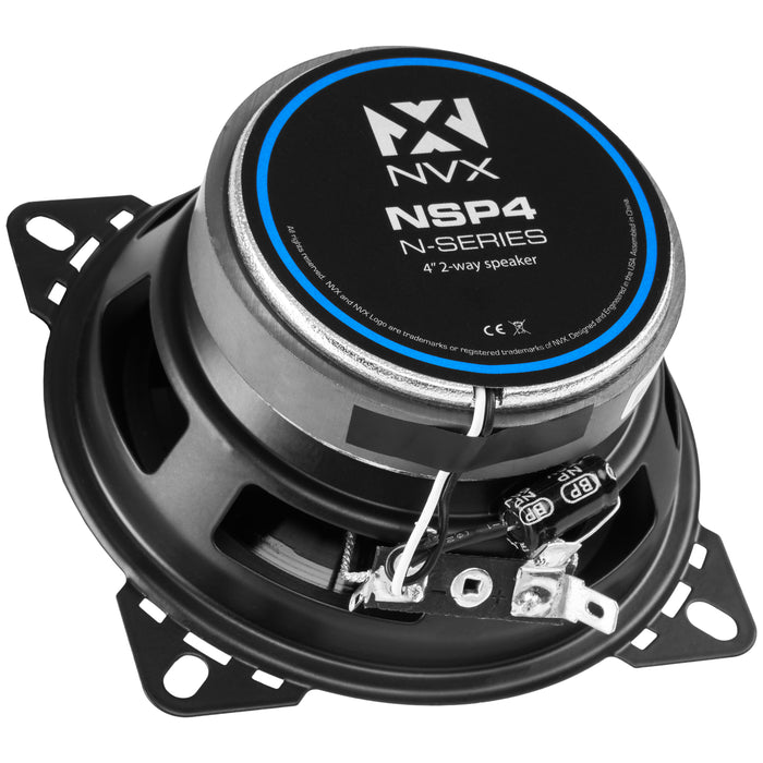 NSP4 300W Peak (100W RMS) 4" N-Series 2-Way Coaxial Car Speakers with 20mm Silk Dome Tweeters