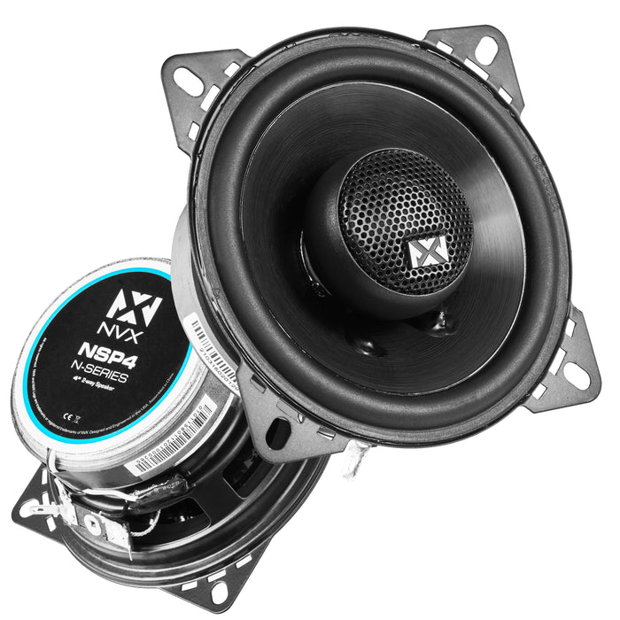 NSP4 300W Peak (100W RMS) 4" N-Series 2-Way Coaxial Car Speakers with 20mm Silk Dome Tweeters